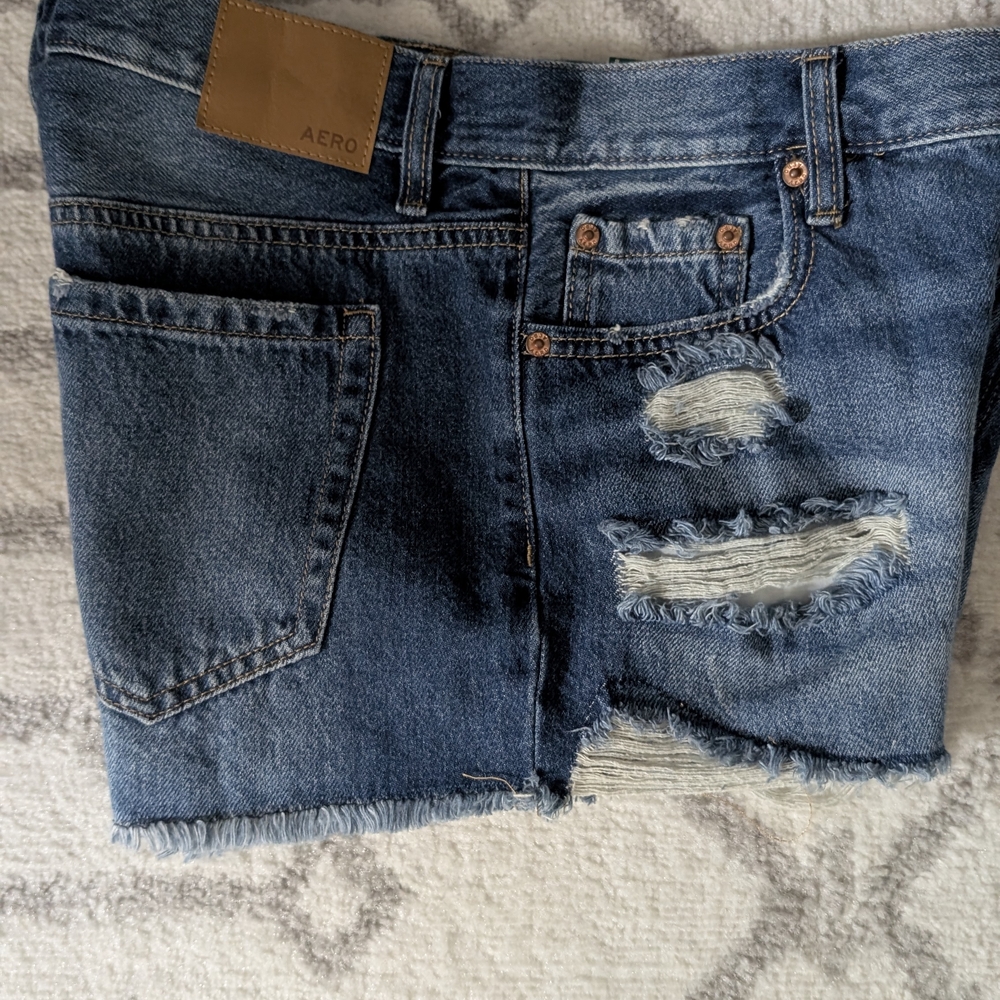Aero Distressed Denim Shorts